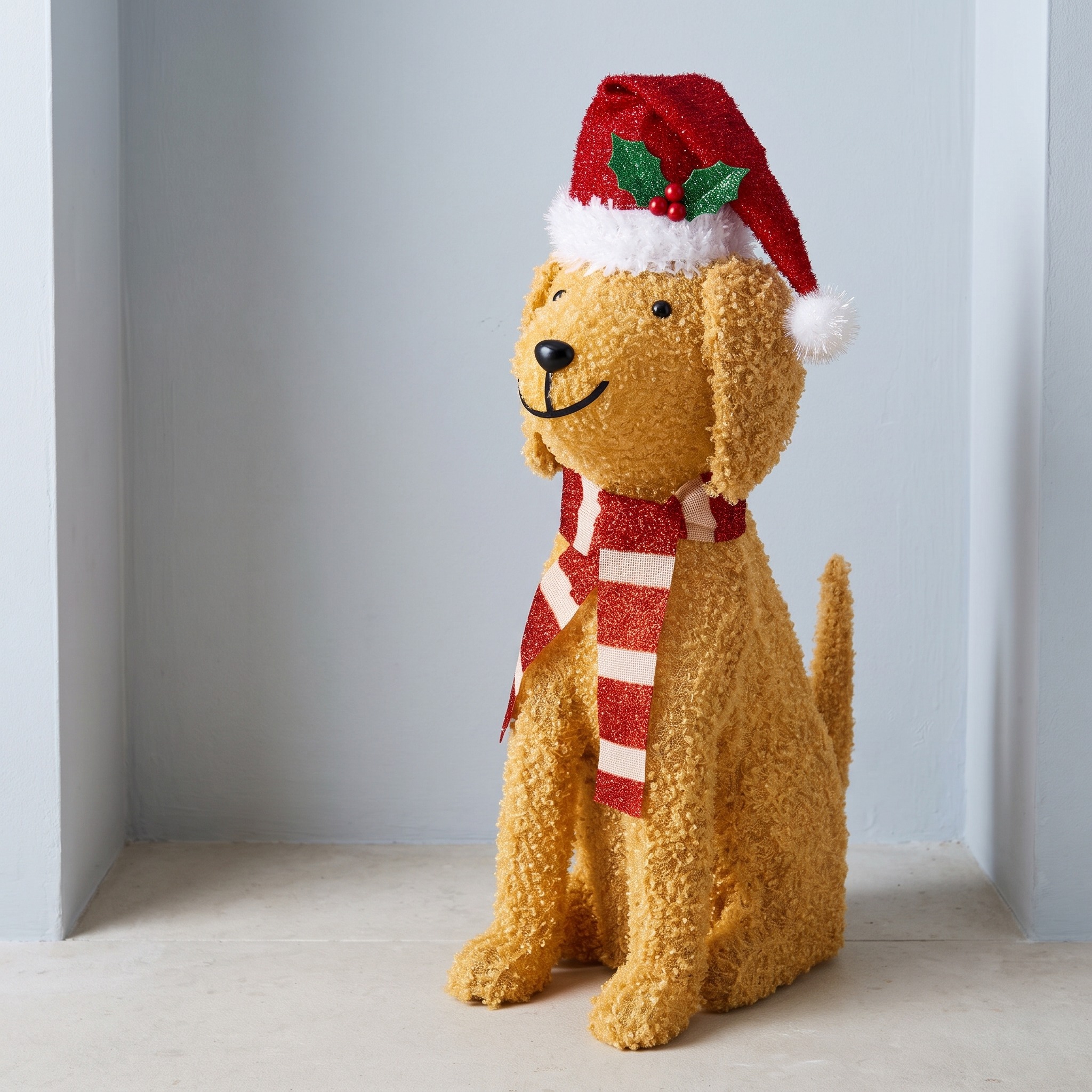 22 in Lighted Christmas Dog with Scarf, Gold, photo 2 of 5