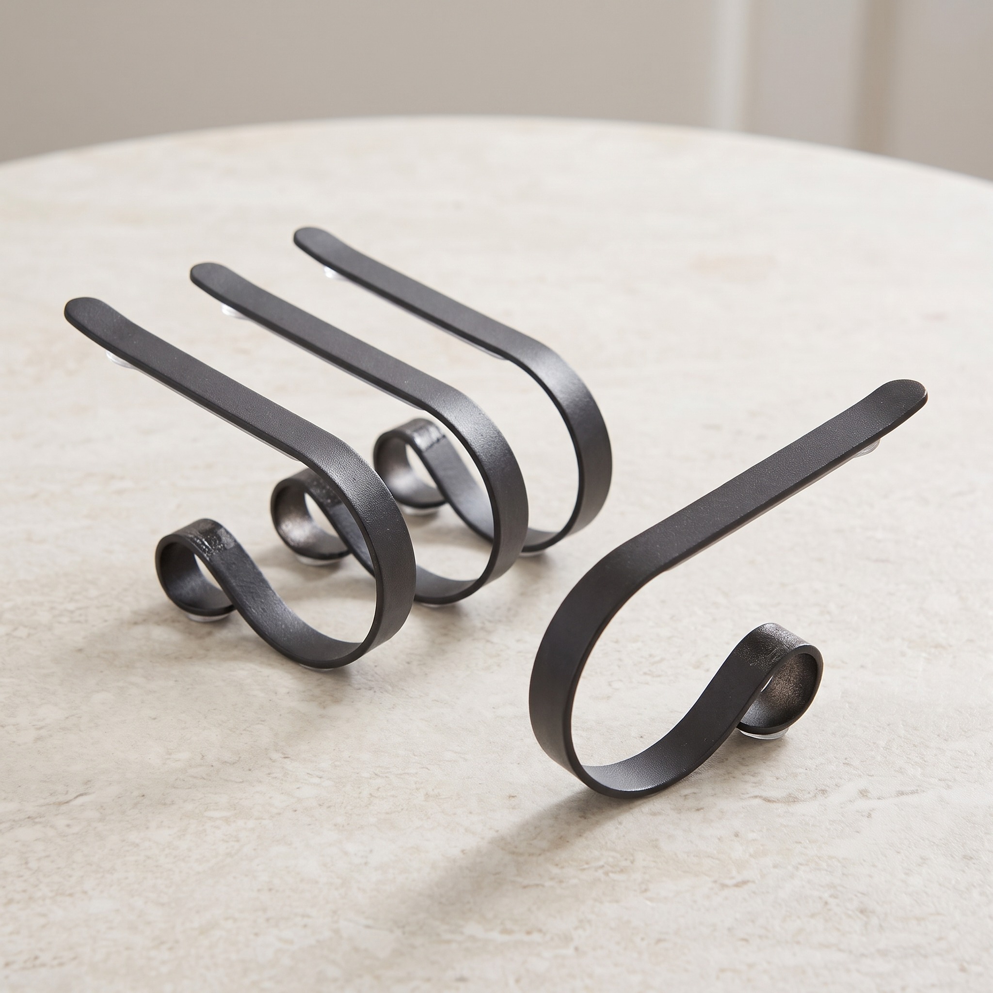Mantel Stocking Holder Clips, Adjustable Metal — Matte Black, Set of 4, photo 20 of 25