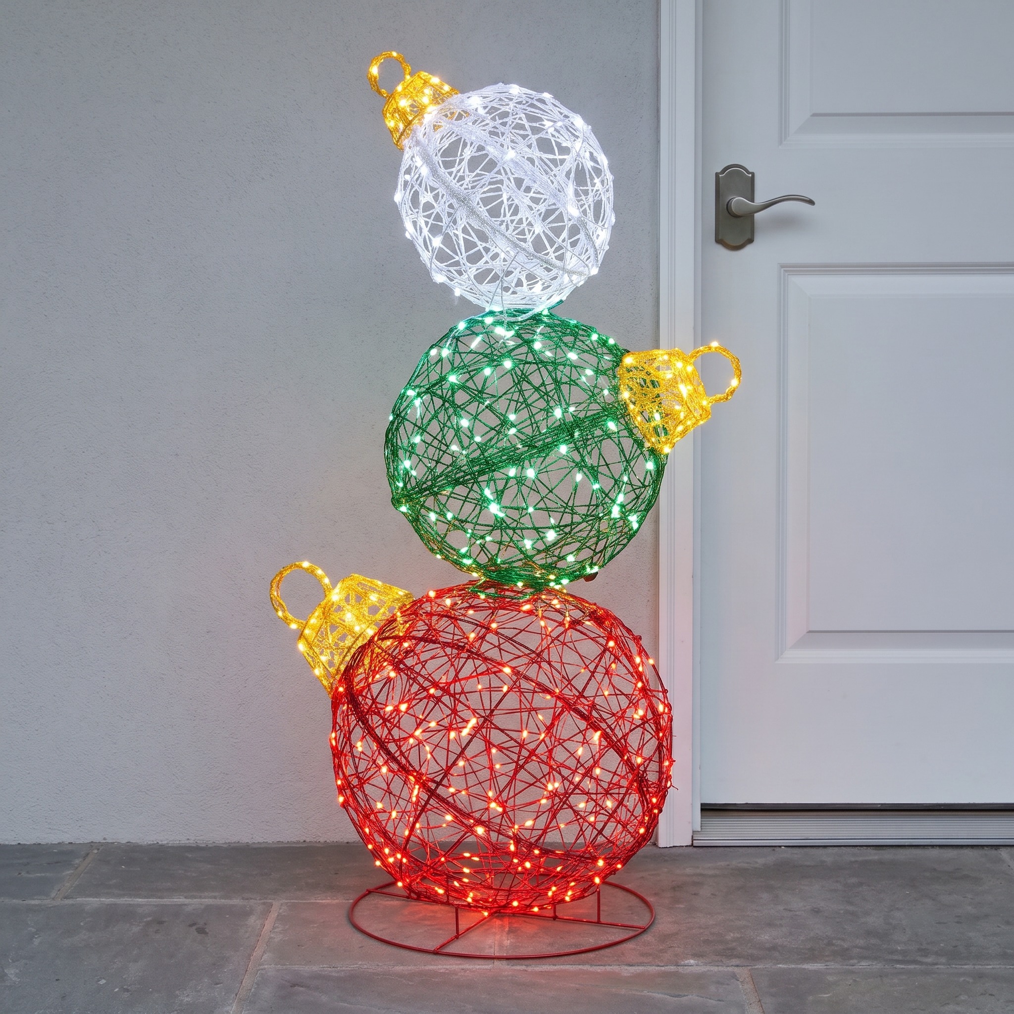 Lighted Stacked Ornament Tower, 39 in, PVC and Metal, photo 1 of 5