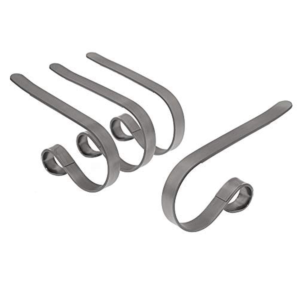 Mantel Stocking Holder Clips, Adjustable Metal — Pewter, Set of 4, photo 7 of 25