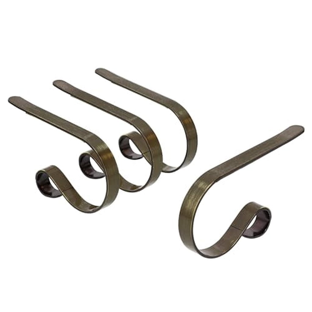 Mantel Stocking Holder Clips, Adjustable Metal — Antique Brass, Set of 4, photo 17 of 25