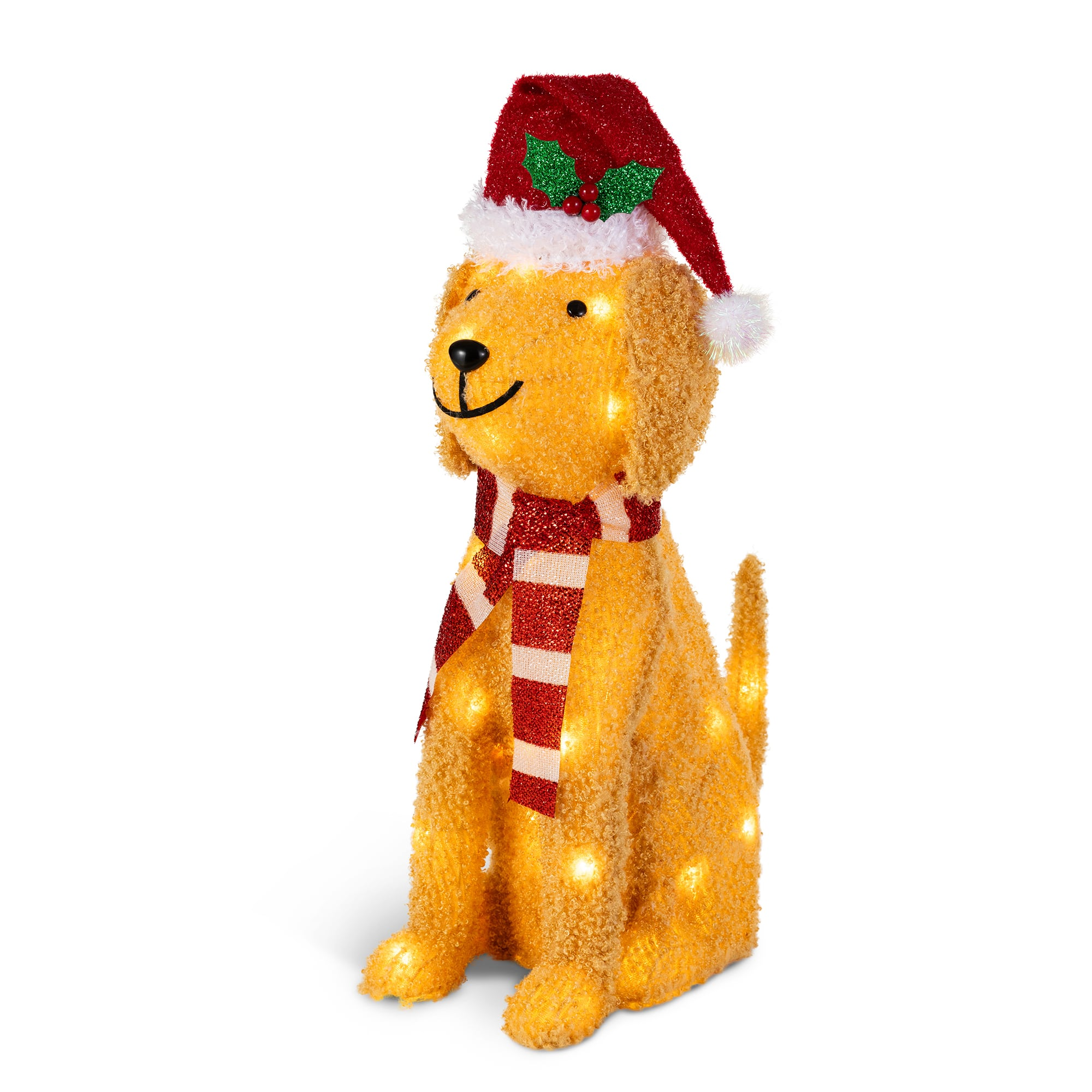 22 in Lighted Christmas Dog with Scarf, Gold, photo 3 of 5