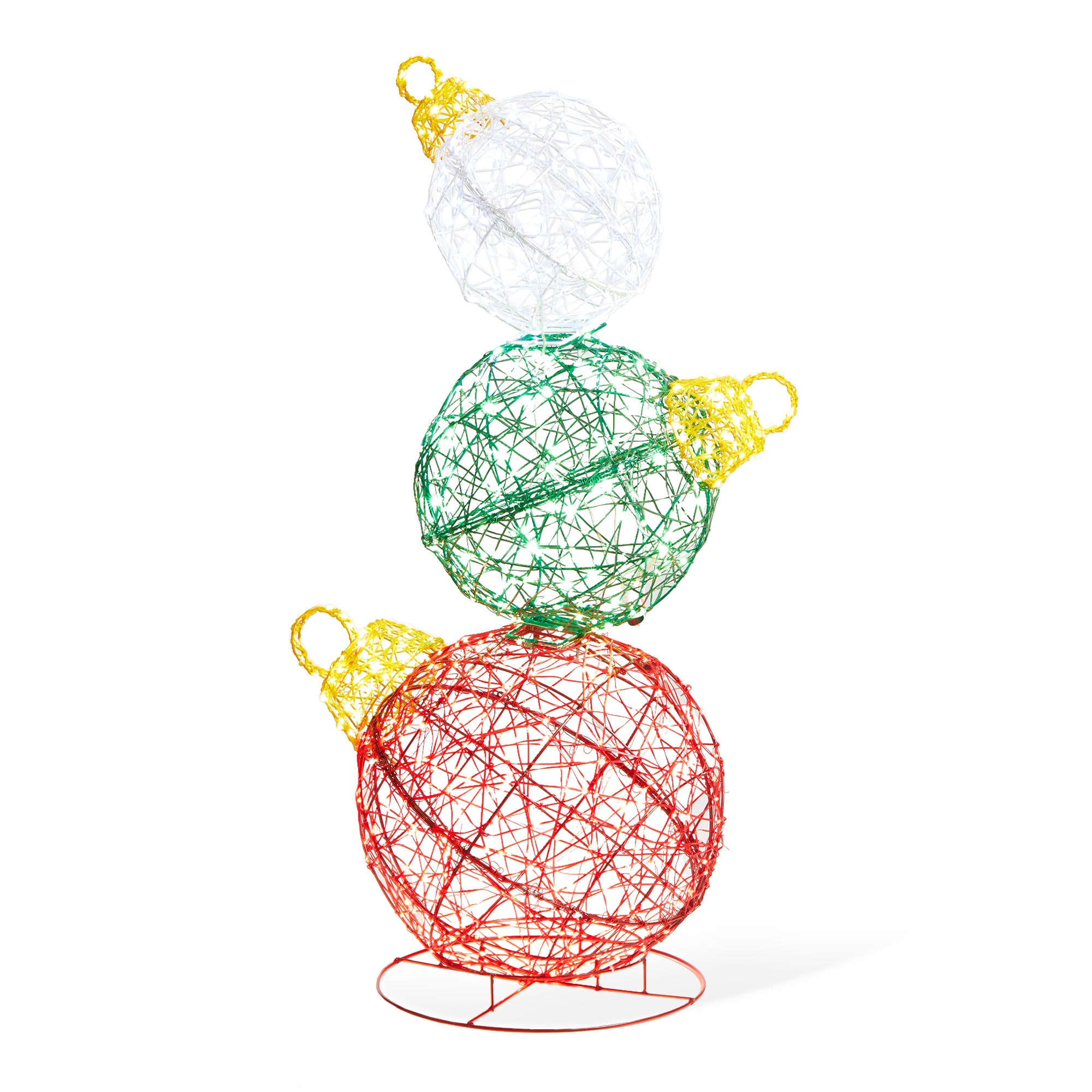 Lighted Stacked Ornament Tower, 39 in, PVC and Metal, photo 4 of 5