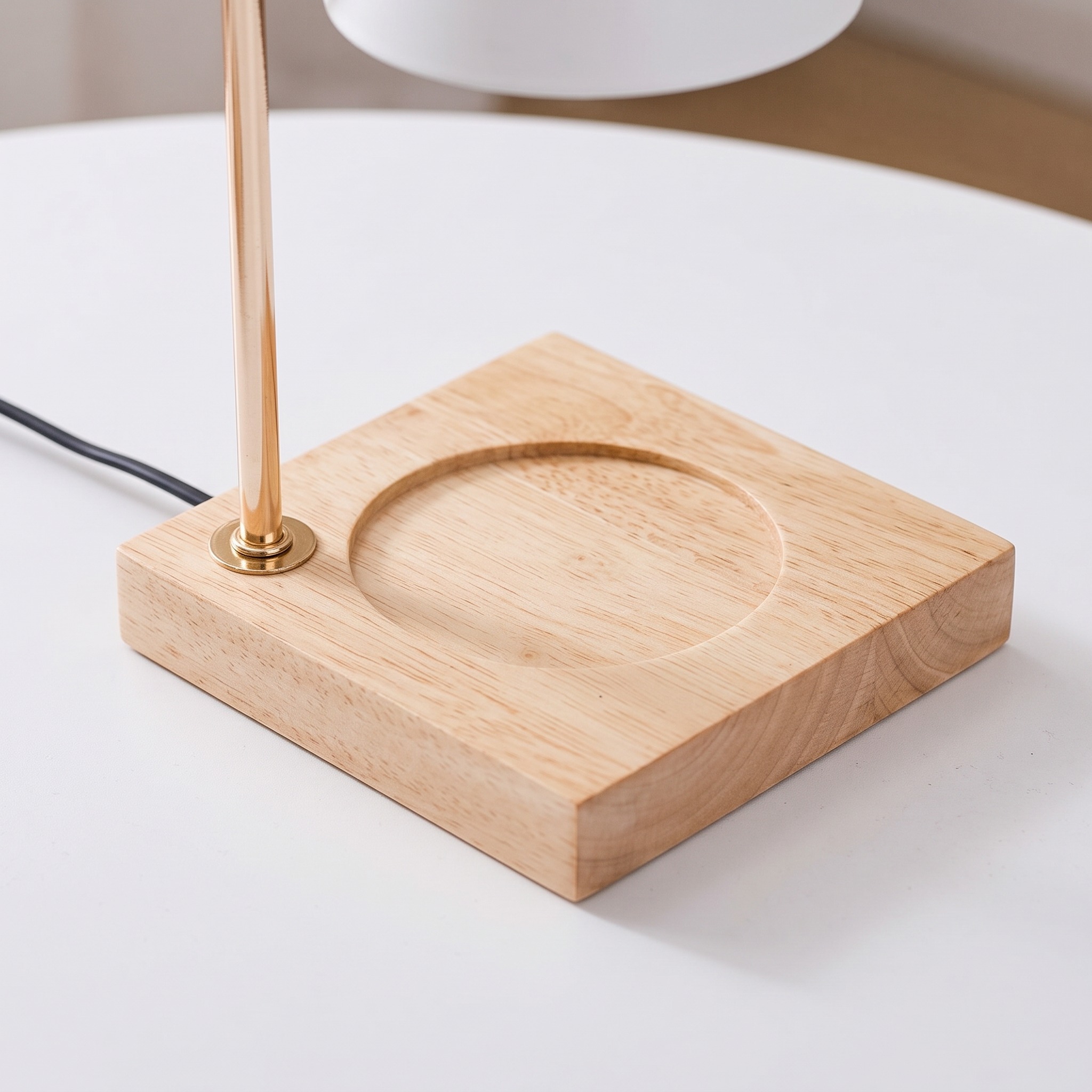 Candle Warmer Lamp with Wood Base, 13 in, White, photo 5 of 5