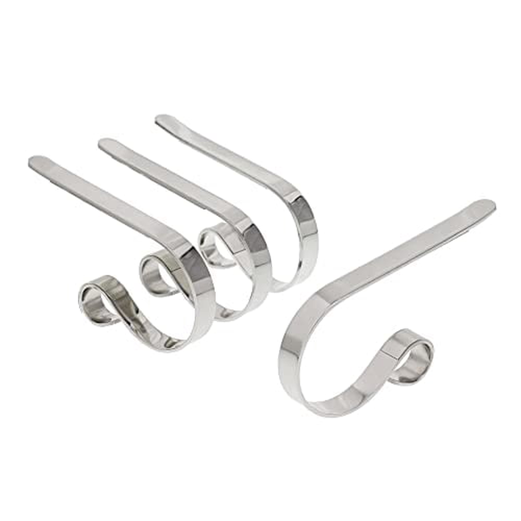 Mantel Stocking Holder Clips, Adjustable Metal — Silver, Set of 4, photo 9 of 25