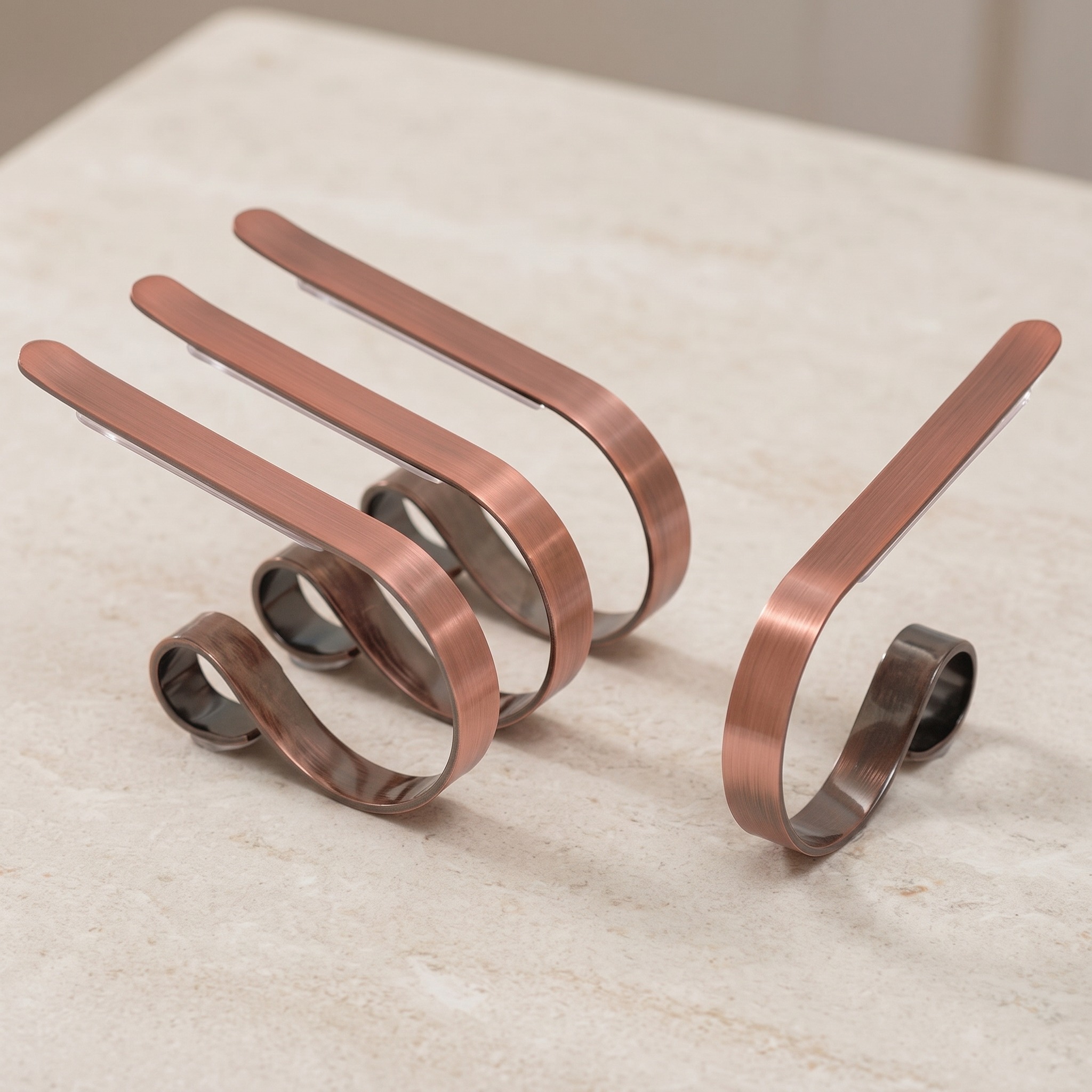 Mantel Stocking Holder Clips, Adjustable Metal — Brushed Copper, Set of 4, photo 14 of 25