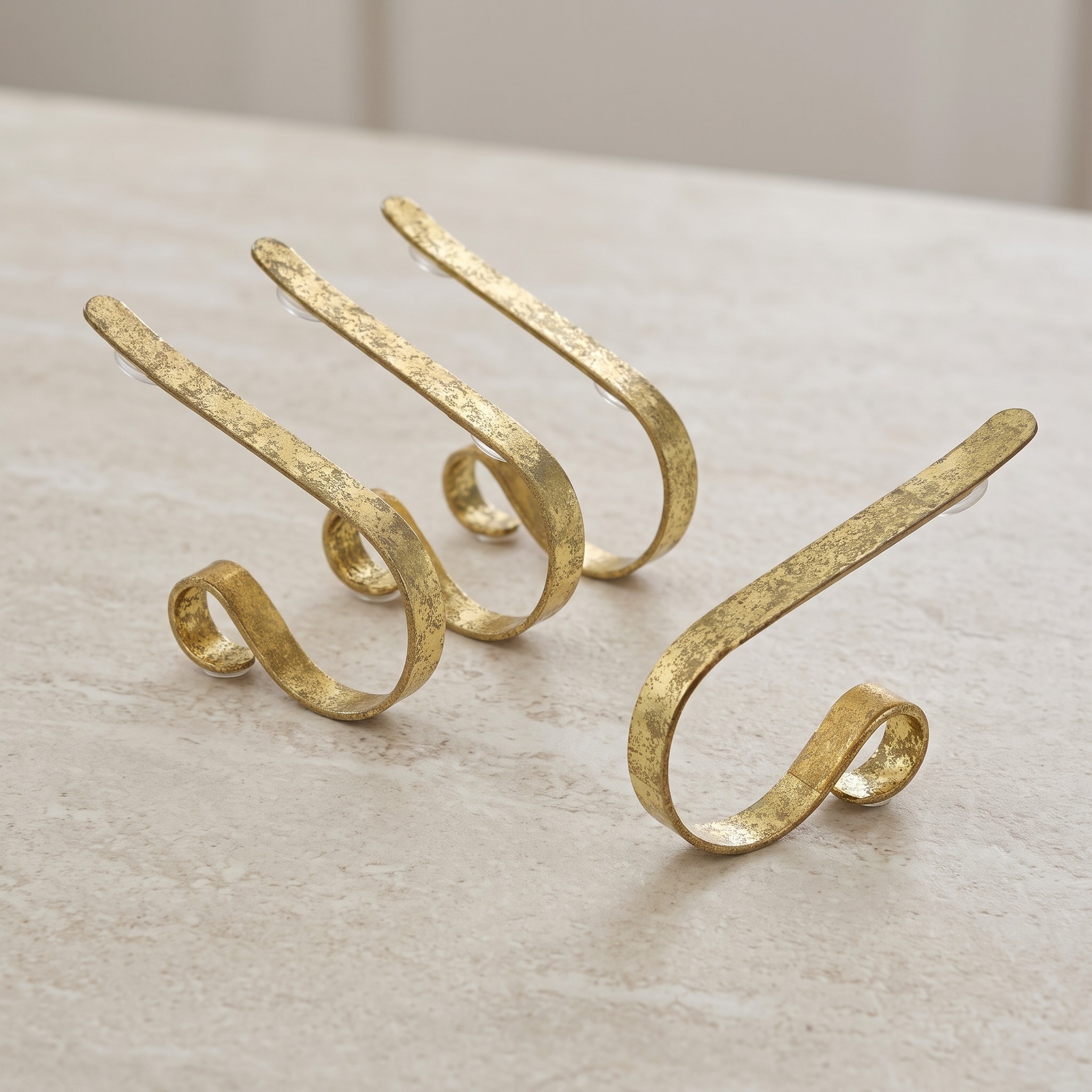 Mantel Stocking Holder Clips, Adjustable Metal — Gold Foil, Set of 4, photo 22 of 25