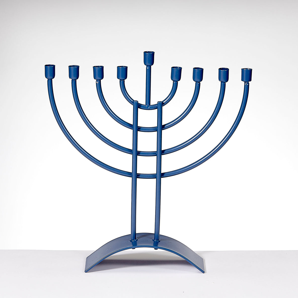 Steel Hanukkah Menorah with Curved Branches, Slate Blue, photo 5 of 5