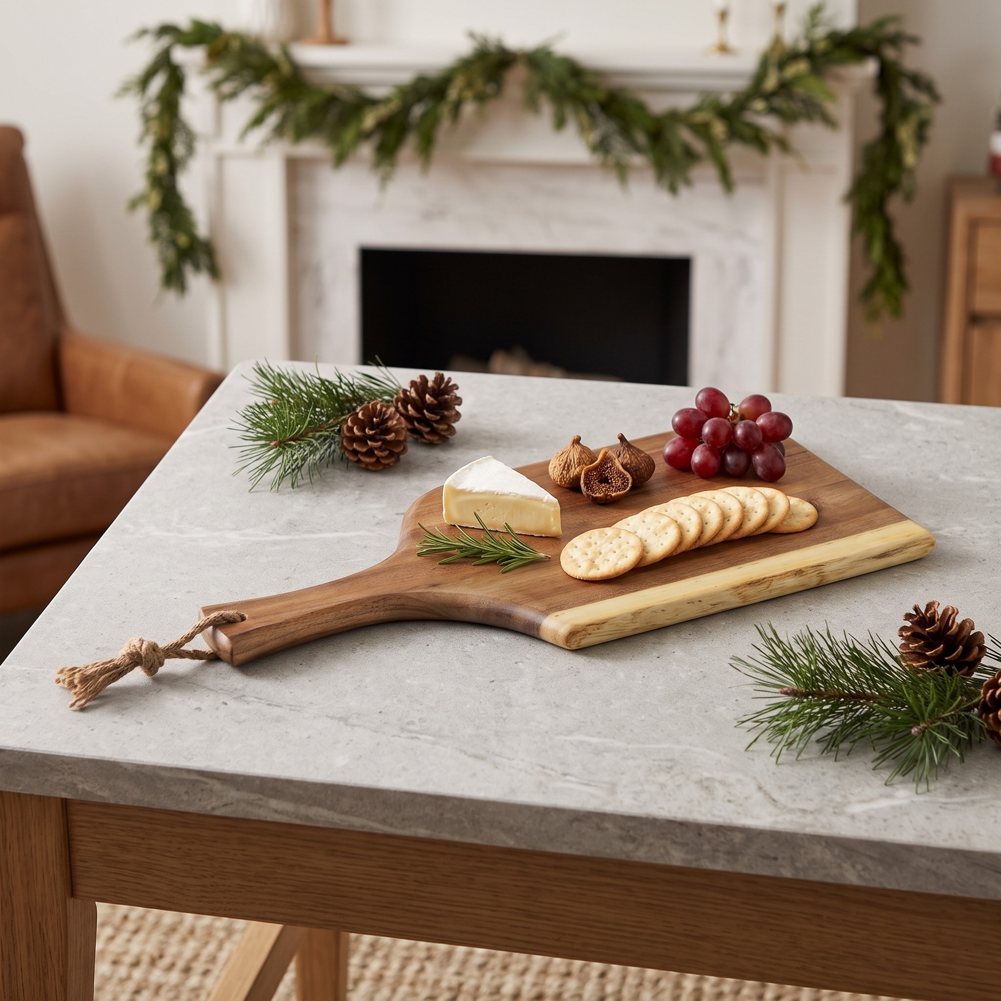 Acacia Serving Board with Live Edge and Rope Handle — 18 in, photo 10 of 13