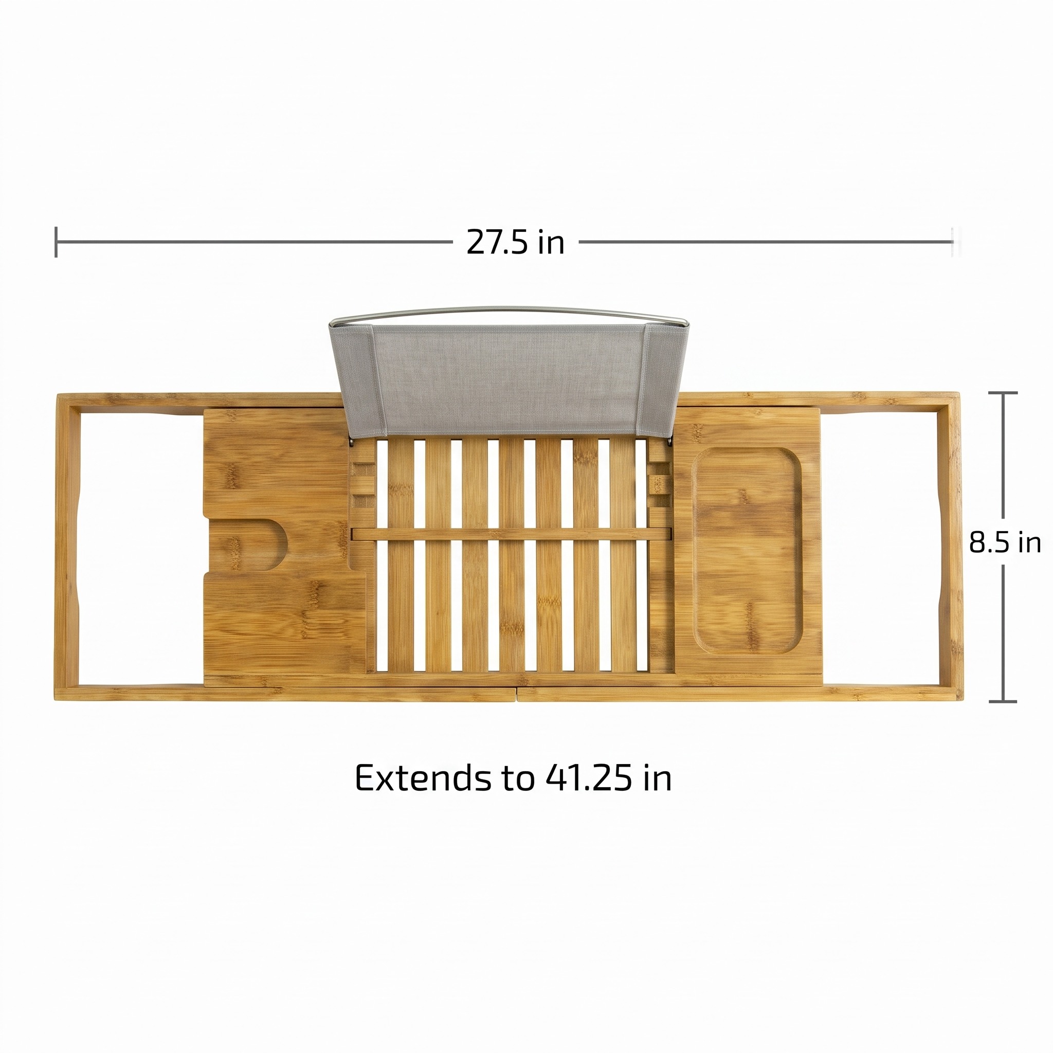 Bathtub Caddy, 28–41 in Bamboo with Folding Book Rest, photo 2 of 5