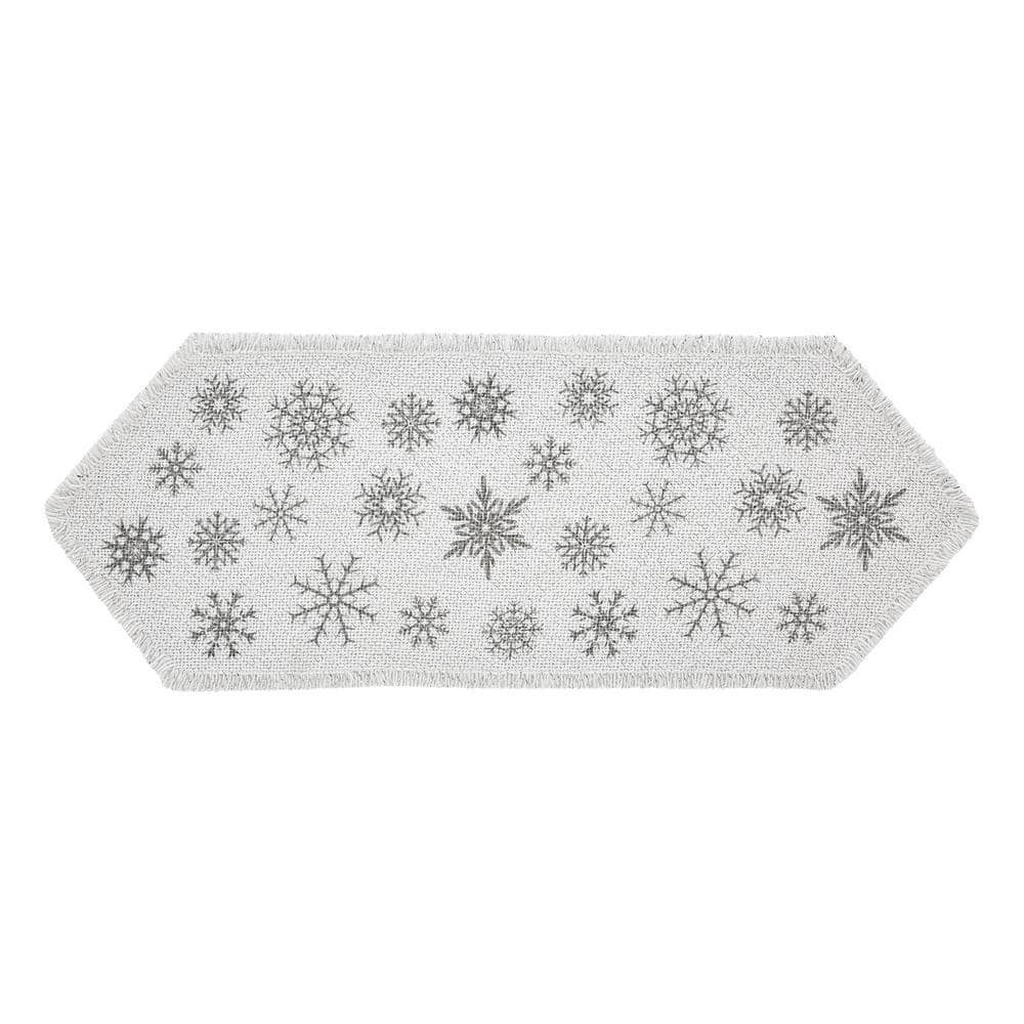Snowflake Table Runner with Fringed Cotton Burlap, photo 3 of 8