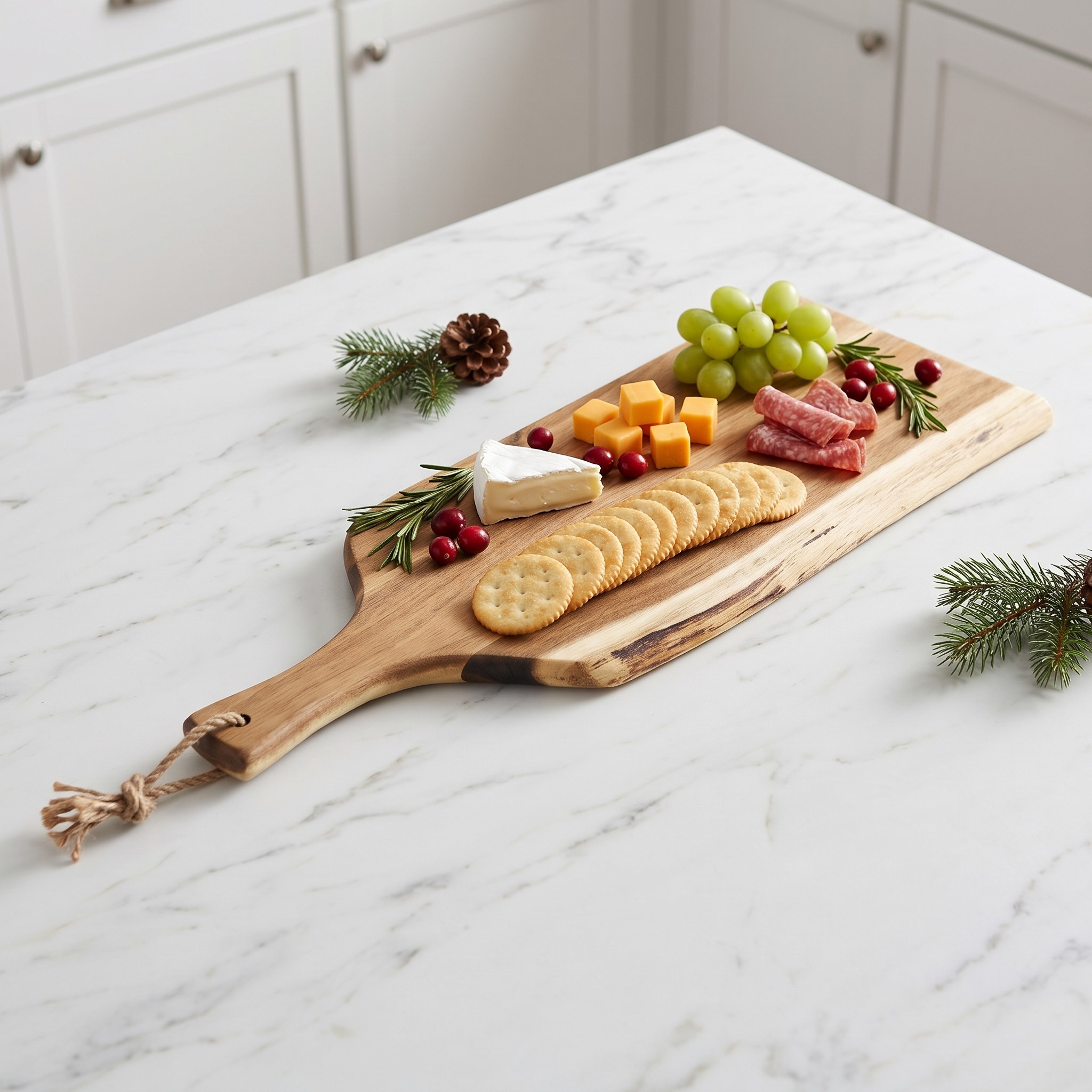Acacia Serving Board with Live Edge and Rope Handle — 24 in, photo 6 of 13