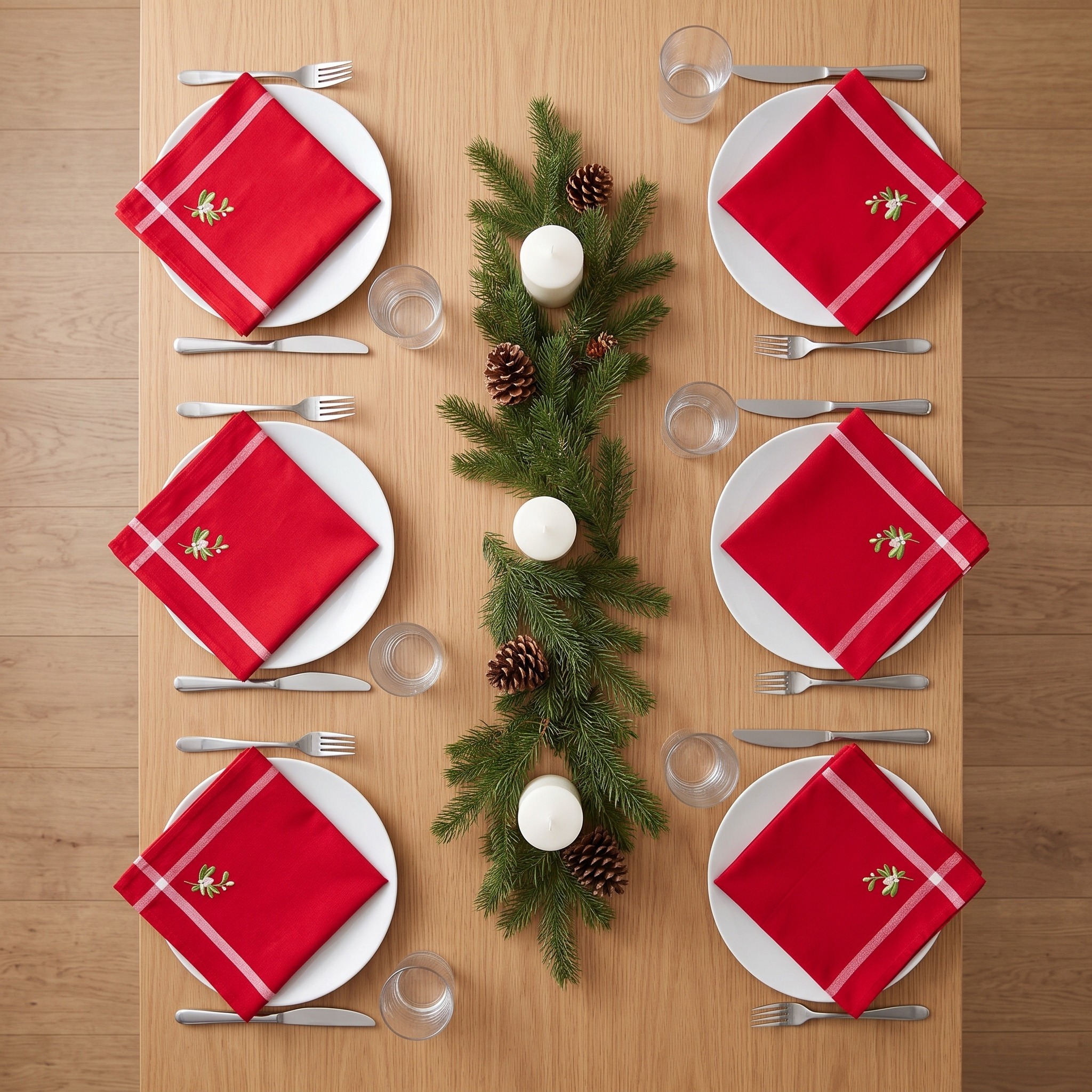 20 in Cotton Napkins with Mistletoe, Set of 6, Red, photo 5 of 5