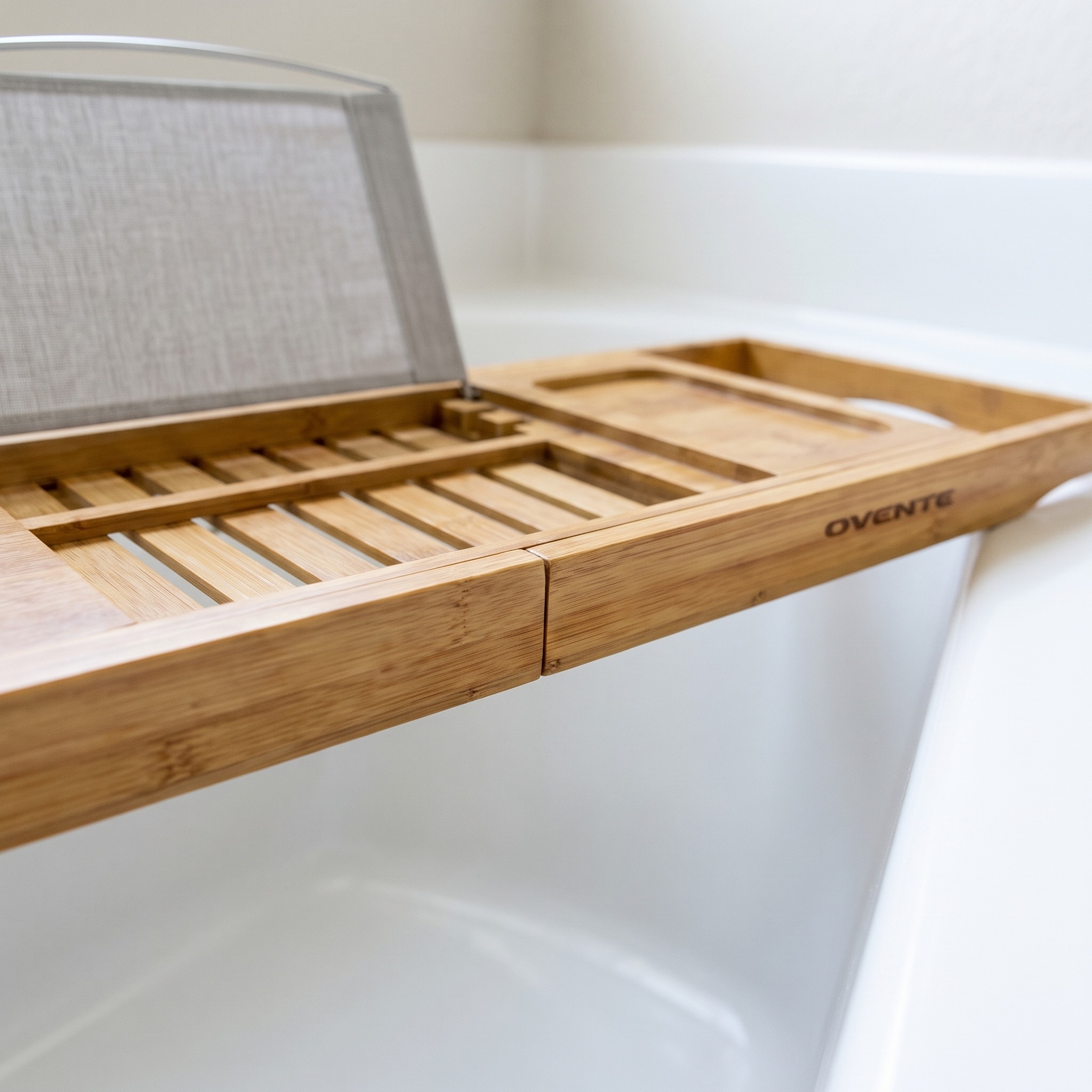 Bathtub Caddy, 28–41 in Bamboo with Folding Book Rest, photo 5 of 5
