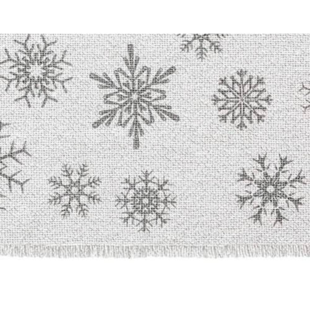 Snowflake Table Runner with Fringed Cotton Burlap, photo 4 of 8