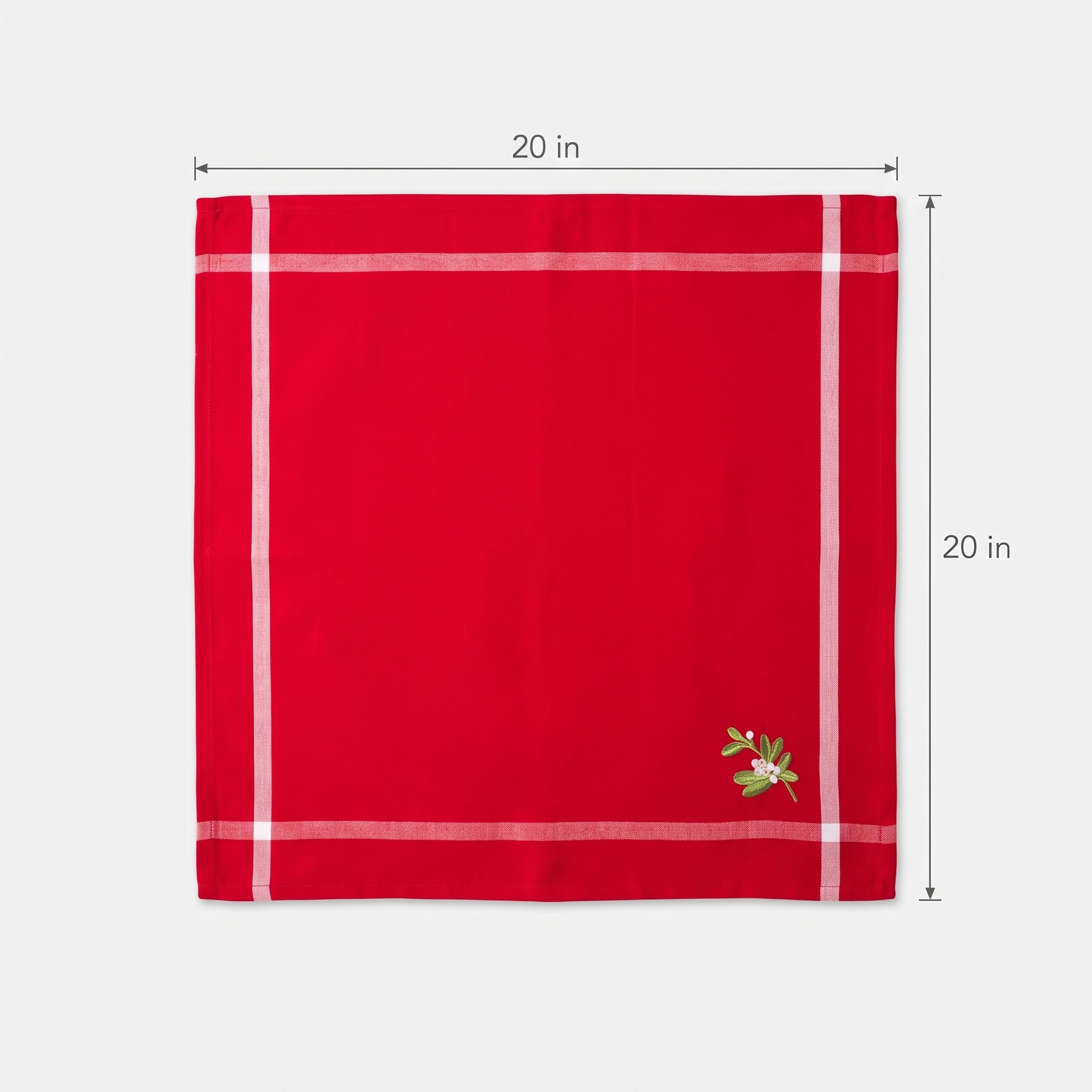 20 in Cotton Napkins with Mistletoe, Set of 6, Red, photo 2 of 5