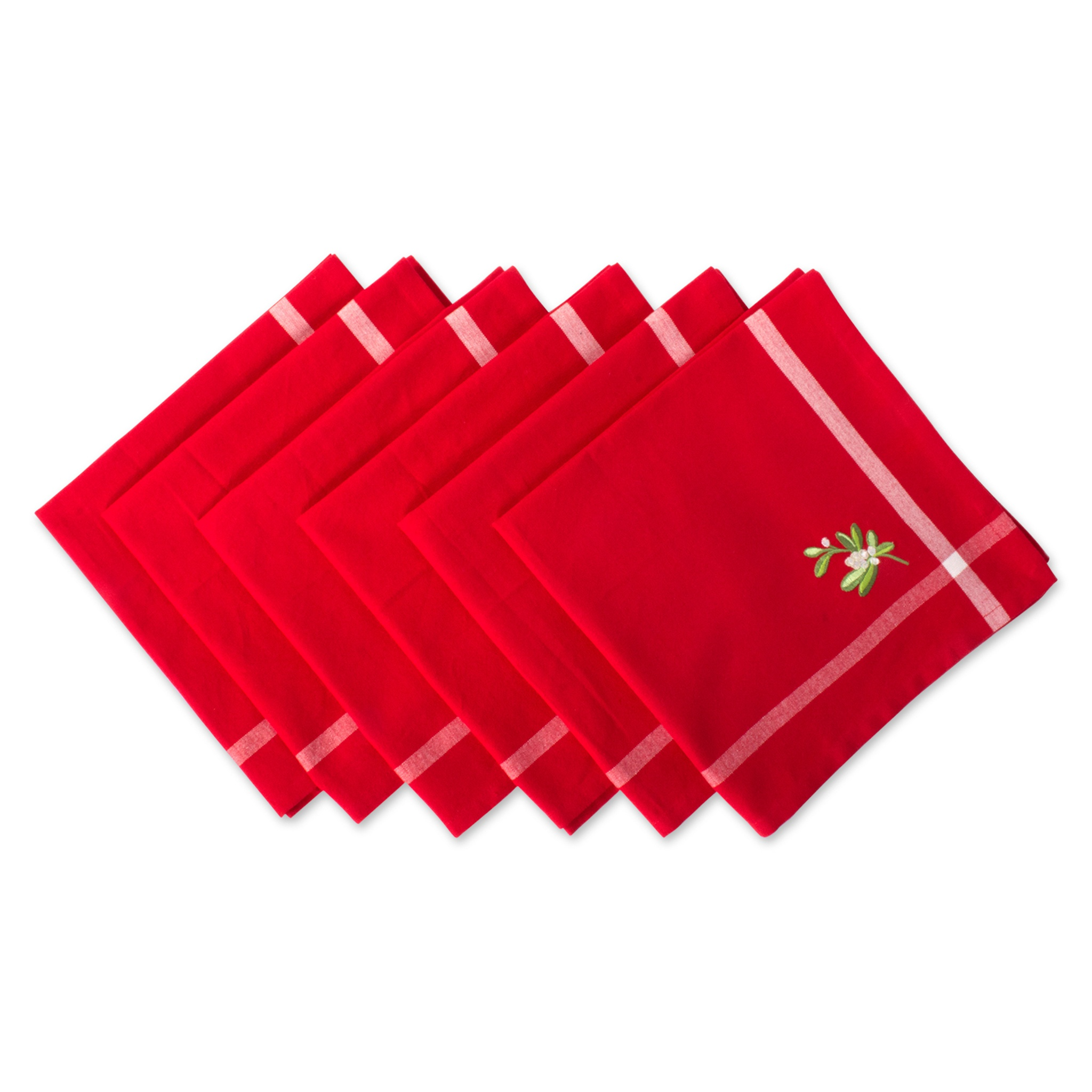20 in Cotton Napkins with Mistletoe, Set of 6, Red, photo 3 of 5