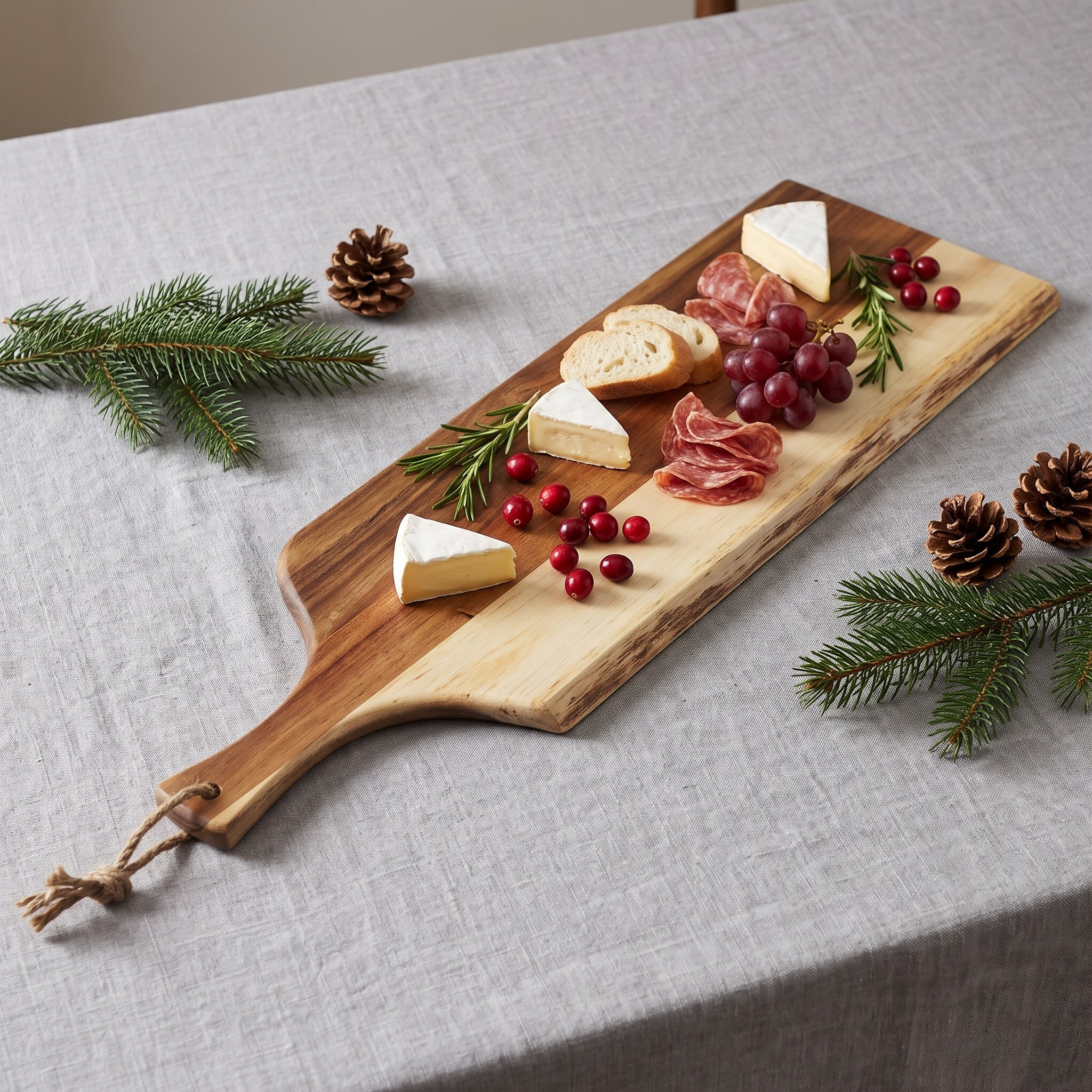 Acacia Serving Board with Live Edge and Rope Handle, photo 1 of 13