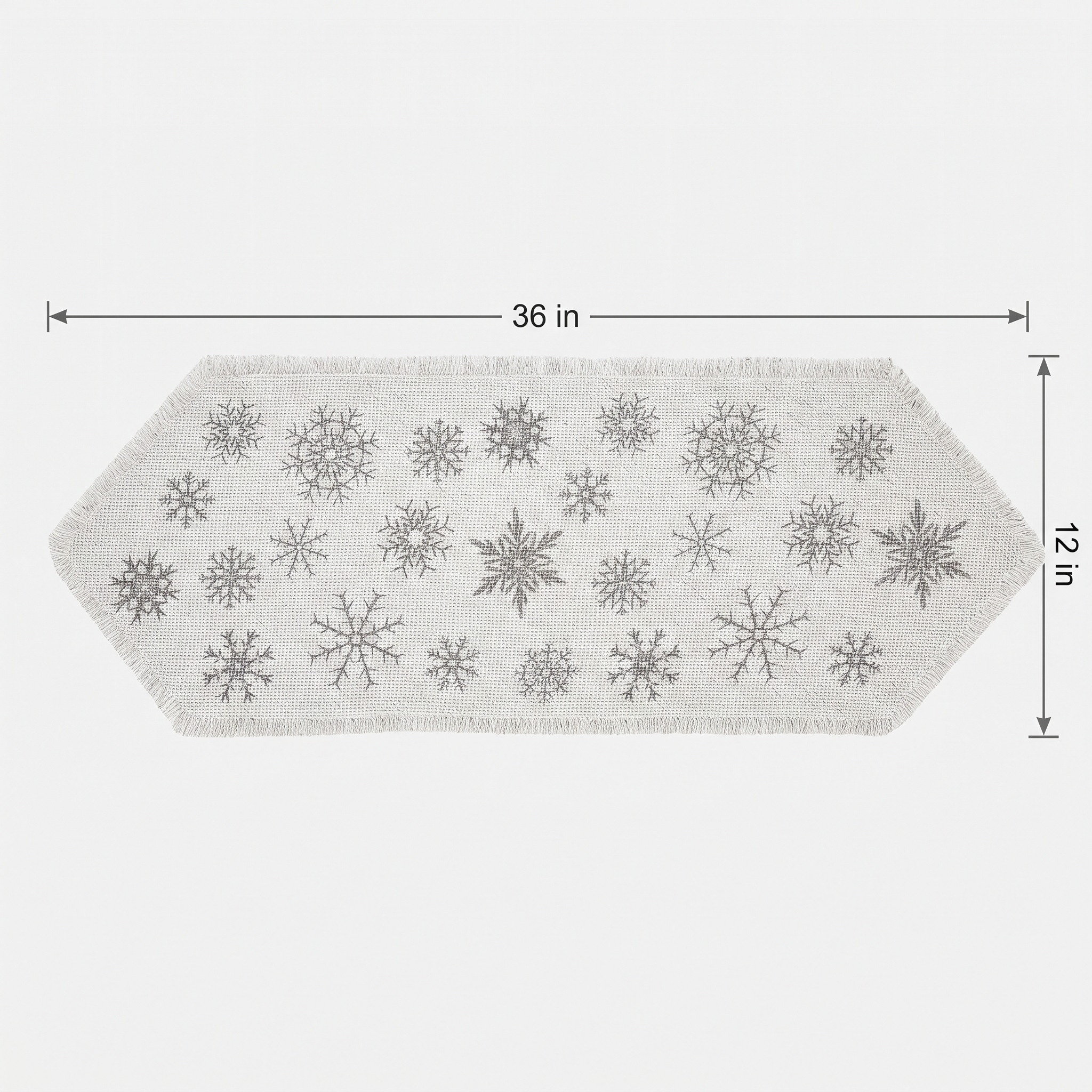 Snowflake Table Runner with Fringed Cotton Burlap, photo 2 of 8