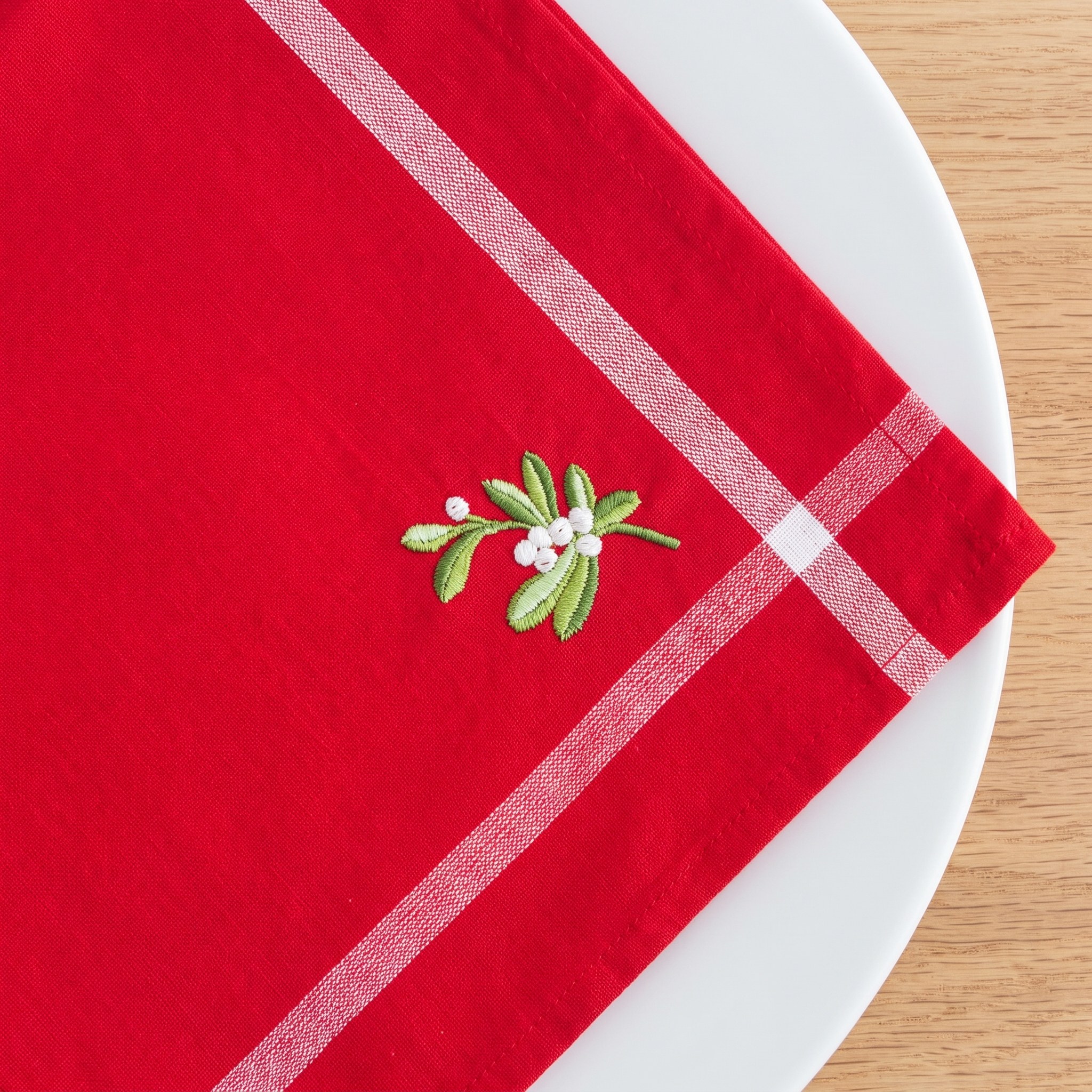 20 in Cotton Napkins with Mistletoe, Set of 6, Red, photo 4 of 5