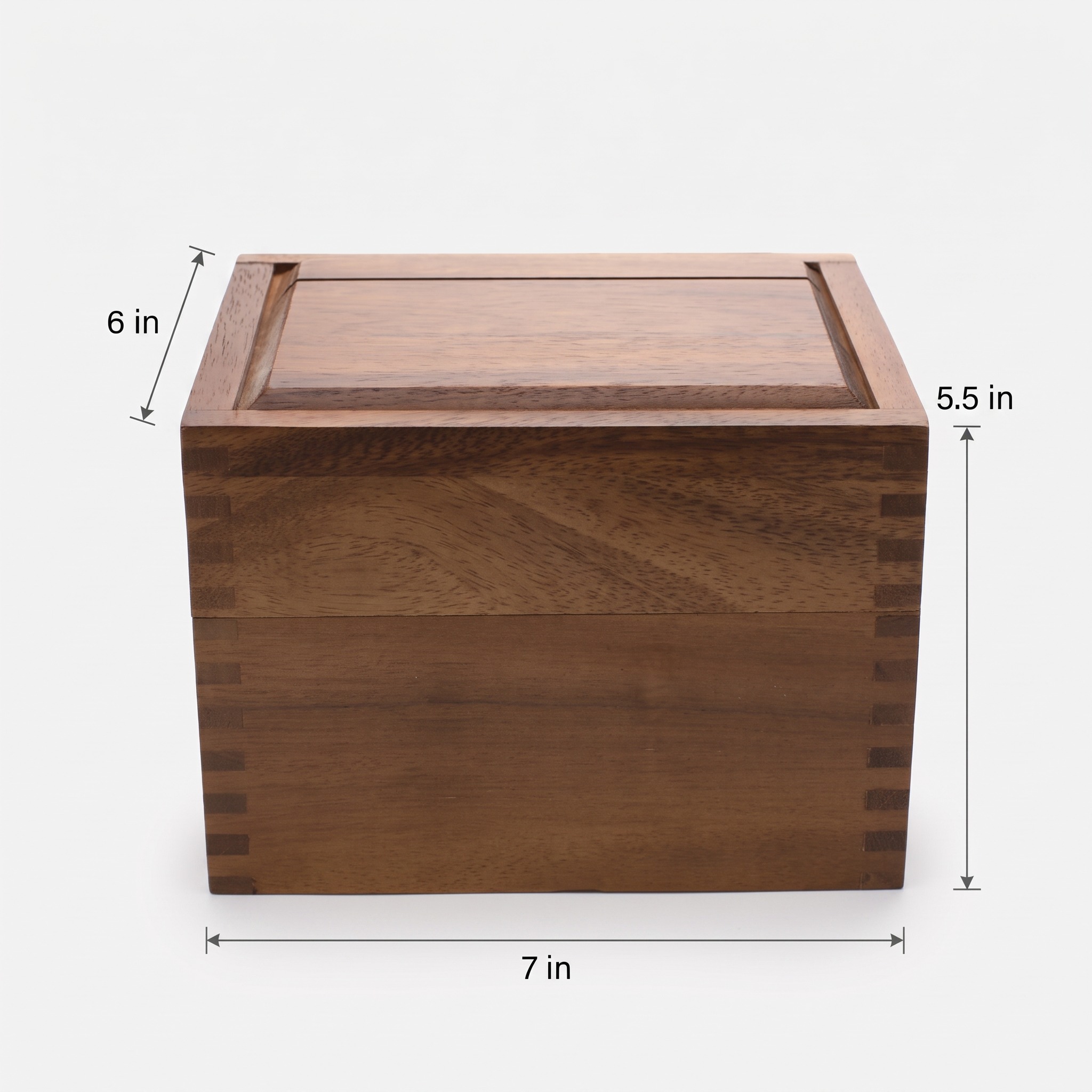Recipe Box with Grooved Lid, Acacia Wood, Brown, photo 2 of 5