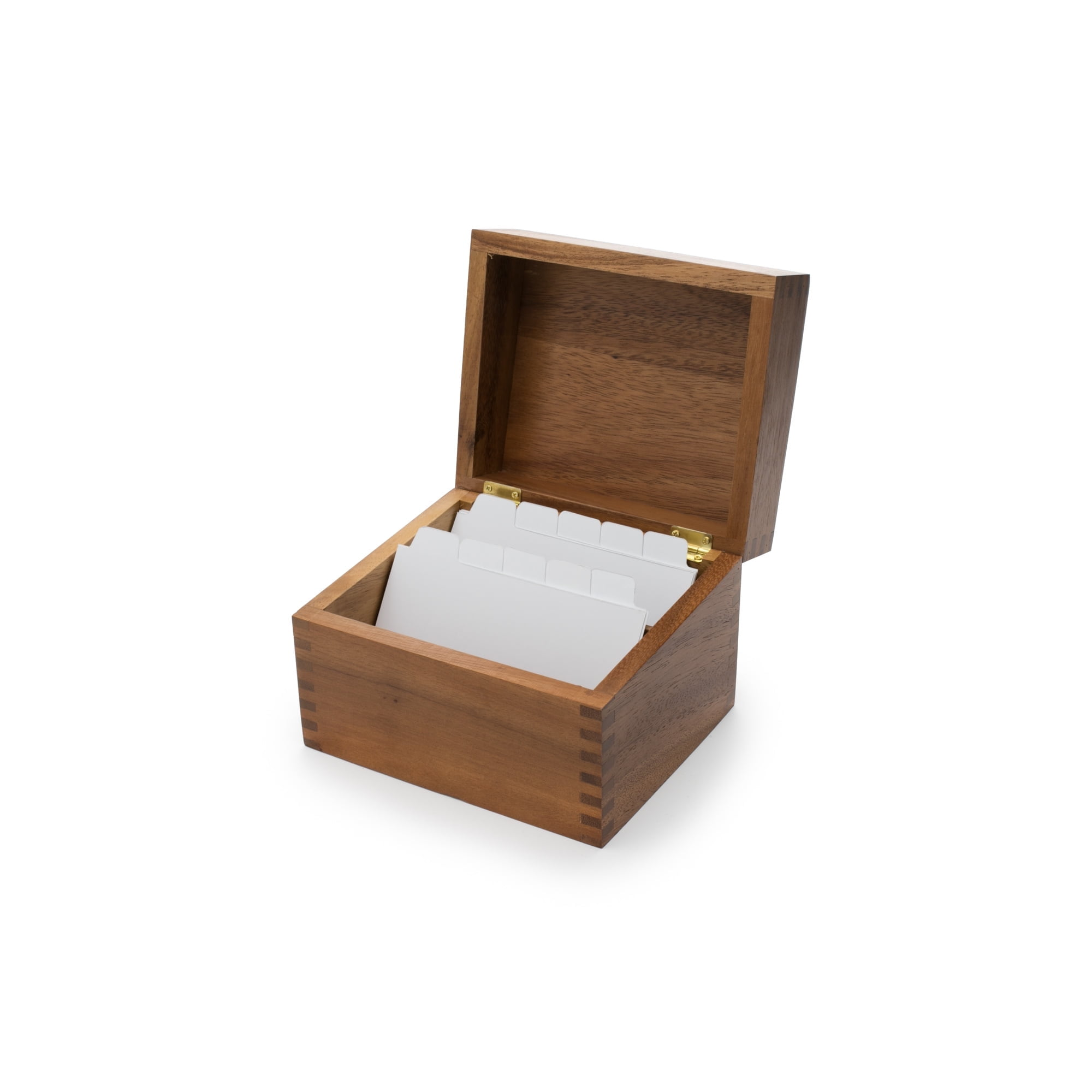 Recipe Box with Grooved Lid, Acacia Wood, Brown, photo 3 of 5