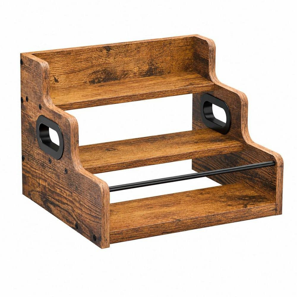 3-Tier Bottle Display Rack with Handles, Wood, photo 3 of 6