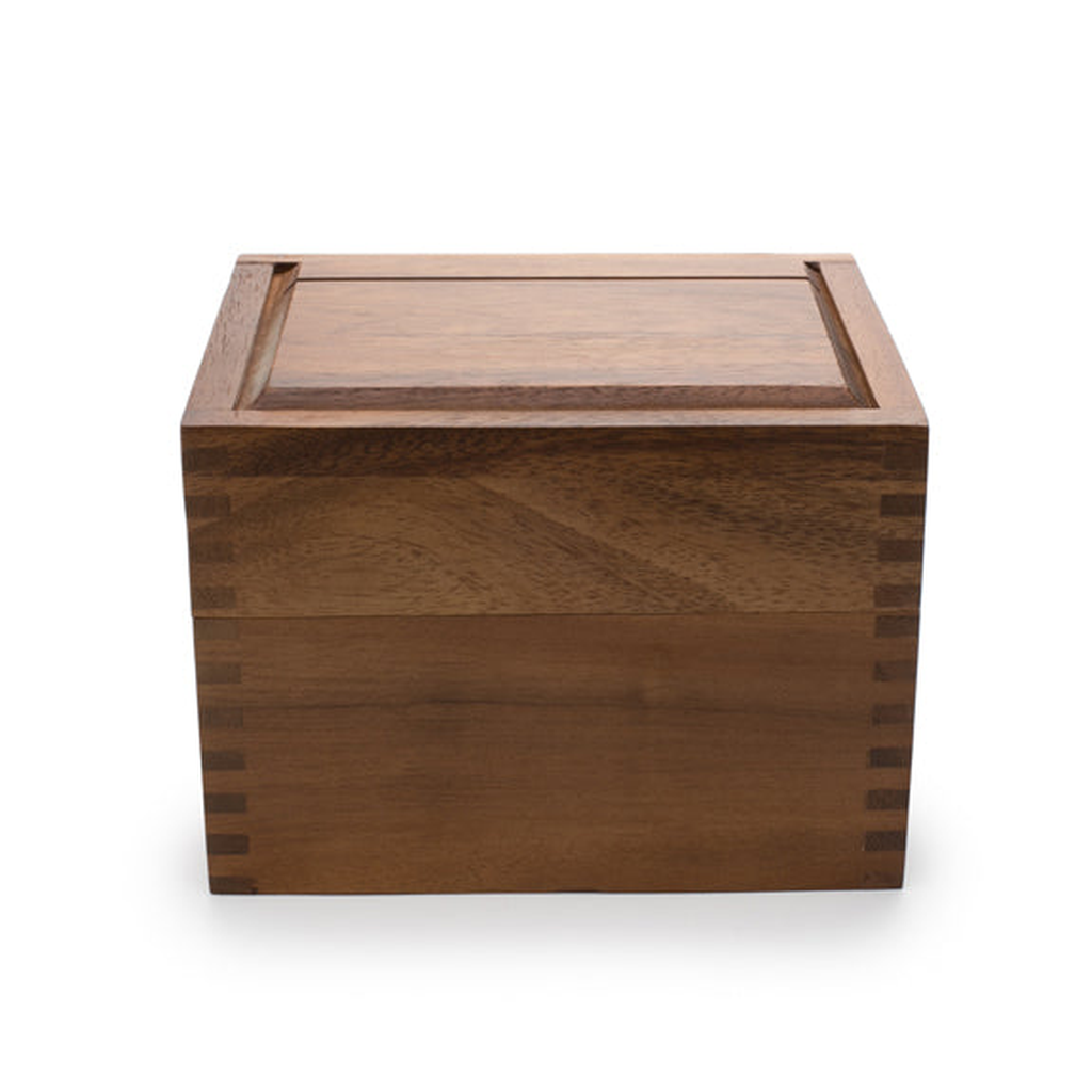 Recipe Box with Grooved Lid, Acacia Wood, Brown, photo 4 of 5