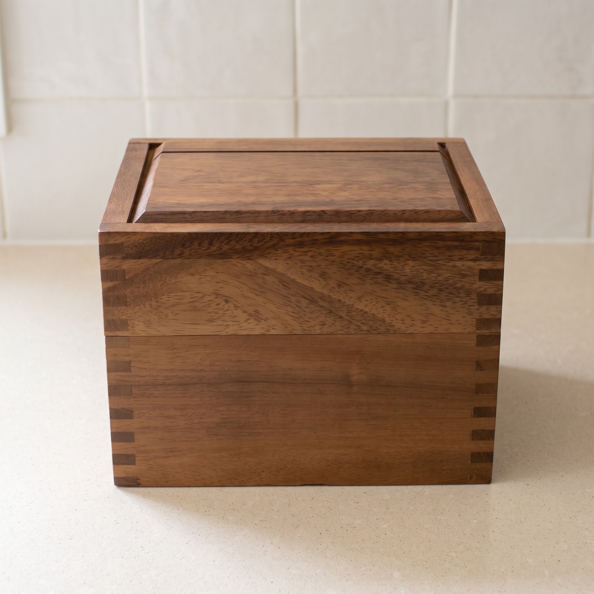 Recipe Box with Grooved Lid, Acacia Wood, Brown, photo 1 of 5