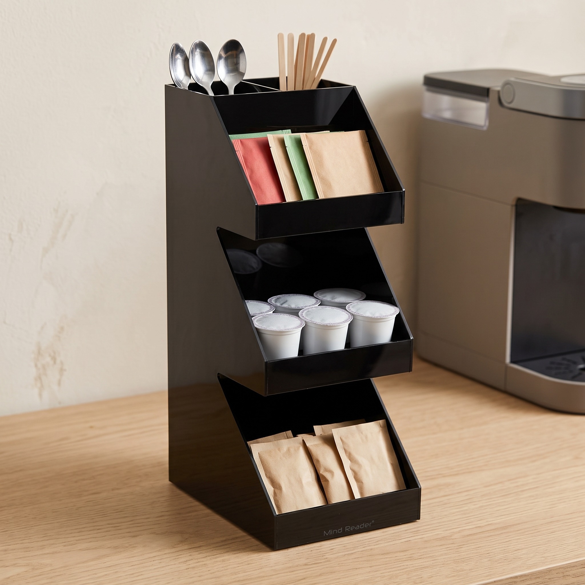 5-Compartment Coffee Organizer, 16 in Acrylic, Black, photo 1 of 5