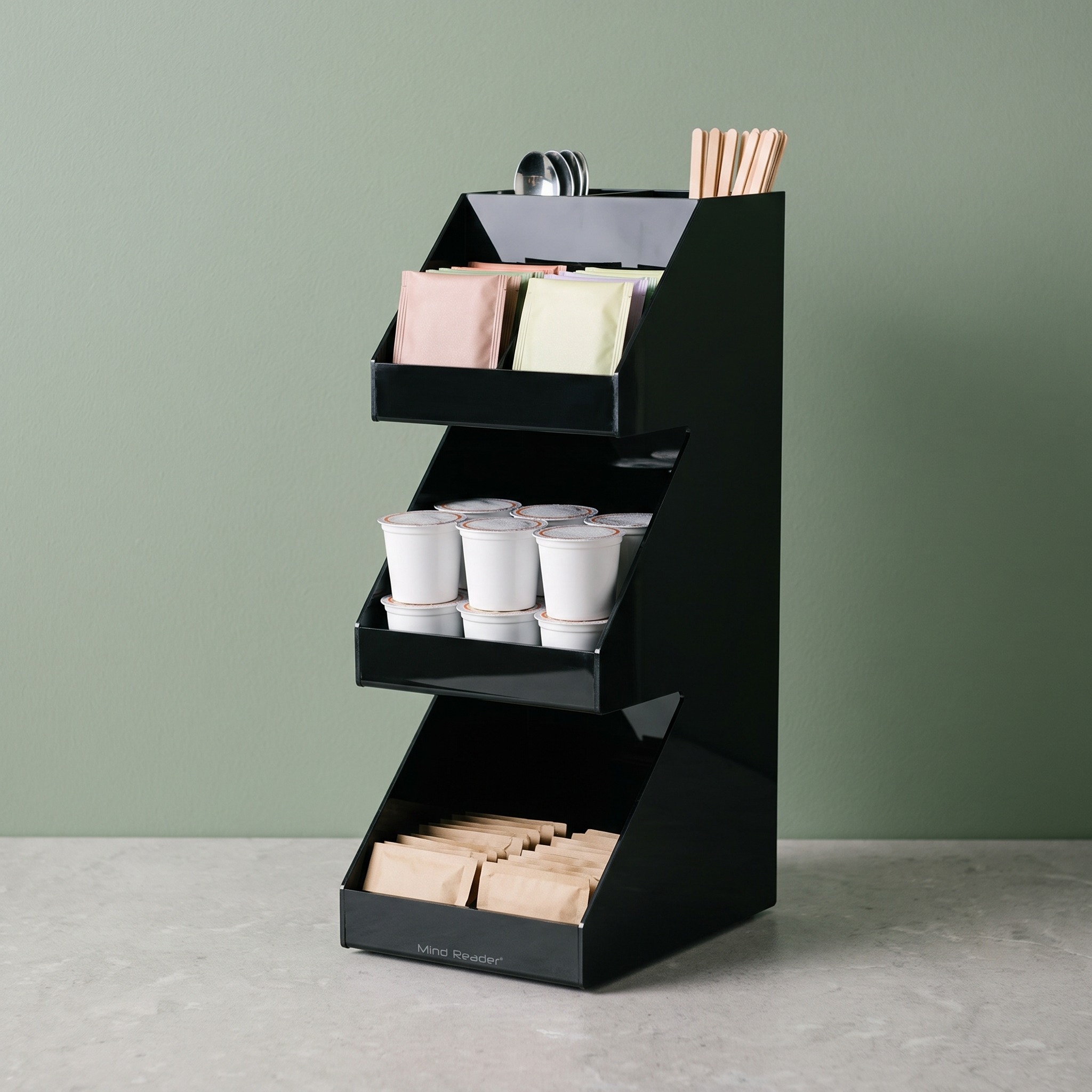 5-Compartment Coffee Organizer, 16 in Acrylic, Black, photo 3 of 5