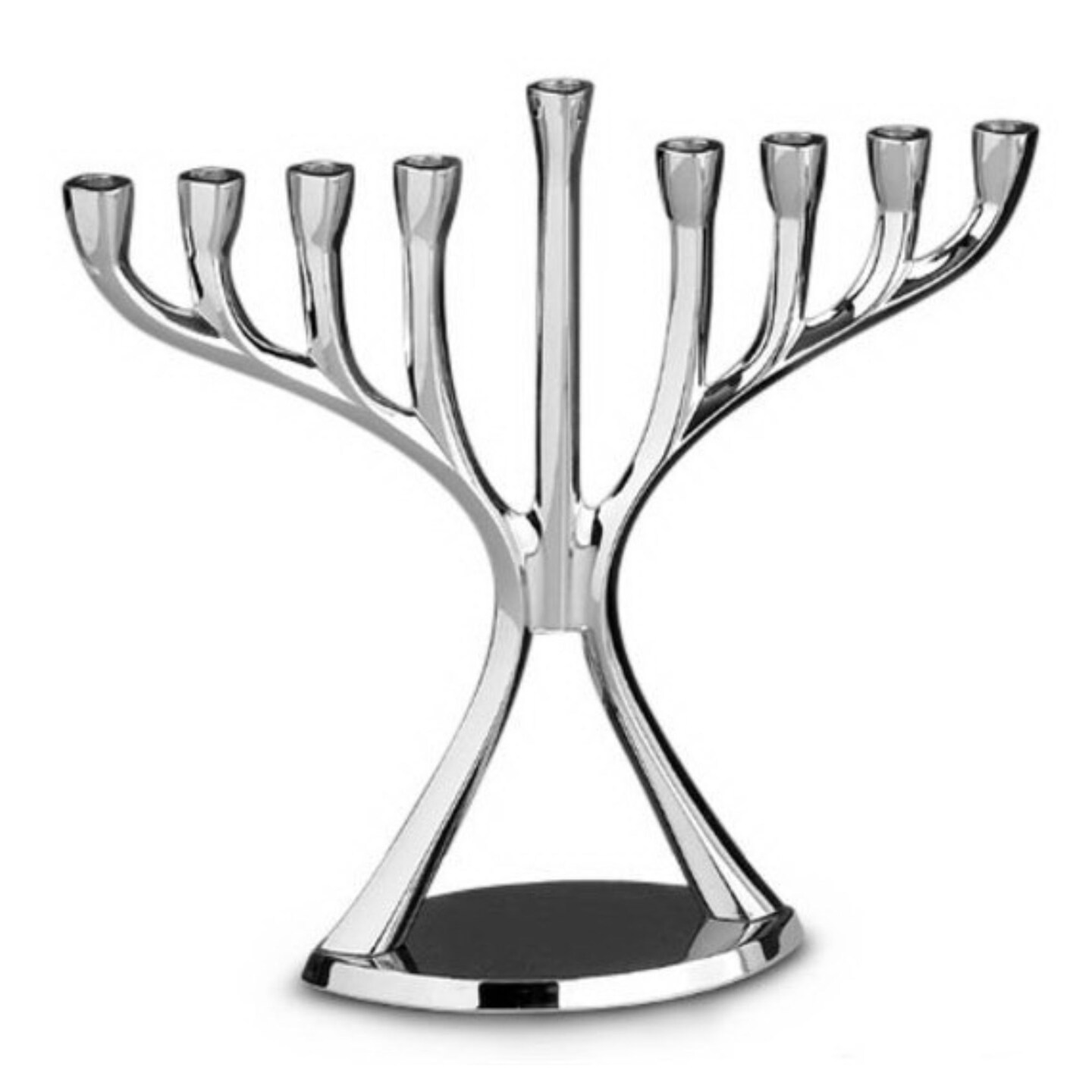 Modern Hanukkah Menorah, 8.5 in, Polished Aluminum, Silver, photo 3 of 5